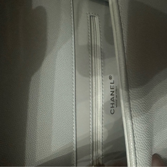 CHANEL Light green/grey Leather Shoulder Bag with Gold Logo - Picture 8 of 10